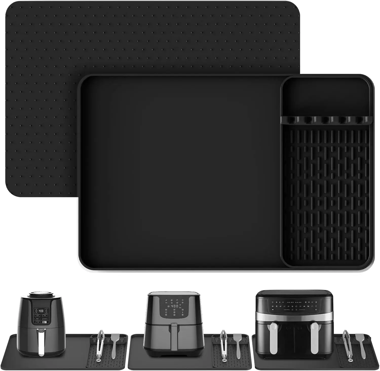 

Silicone Heat Resistant Mats for Countertop, 24x16 Inch Air Fryer Mat with Holder Pad for Microwave/Oven