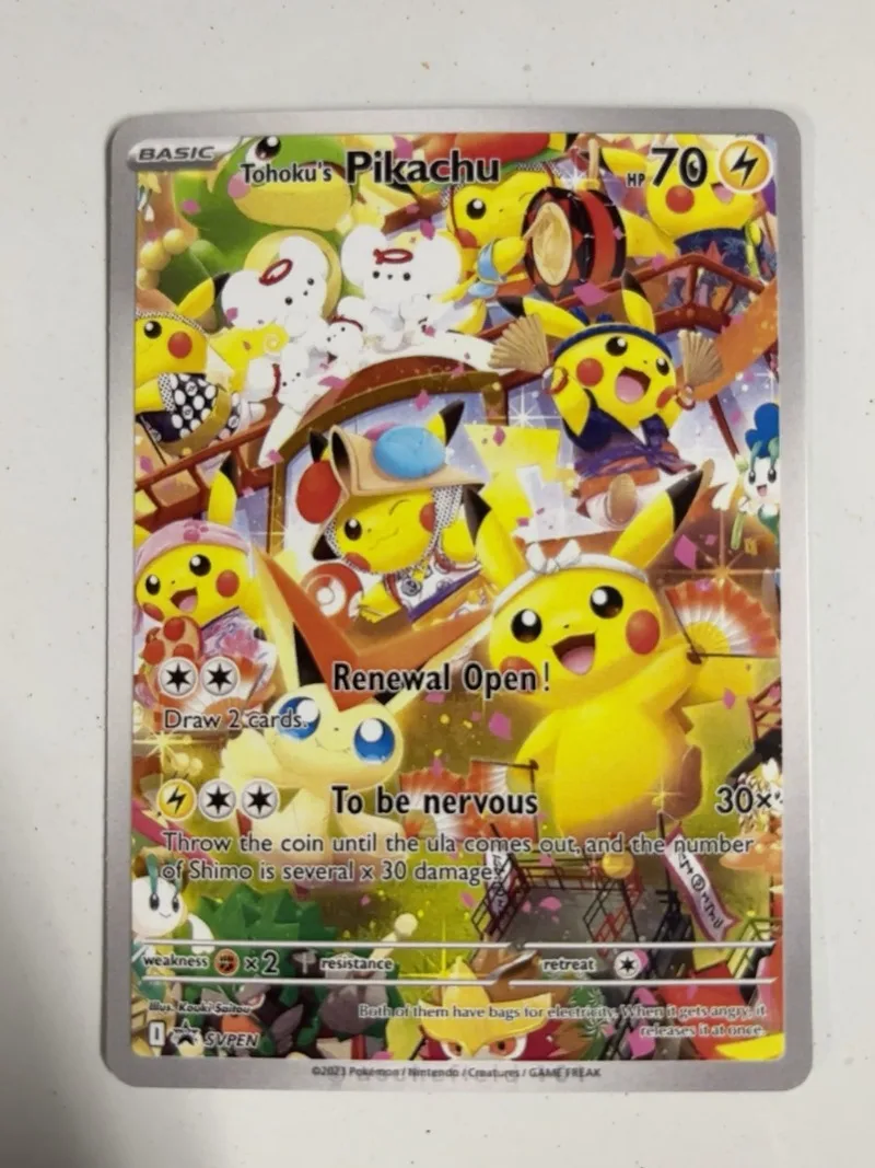 Diy 4pcs Pokemon PTCG Tohoku's Pikachu Hiroshima's Pikachu Self Control Collect Signature Trading Flash Card Anime Cartoon Gift
