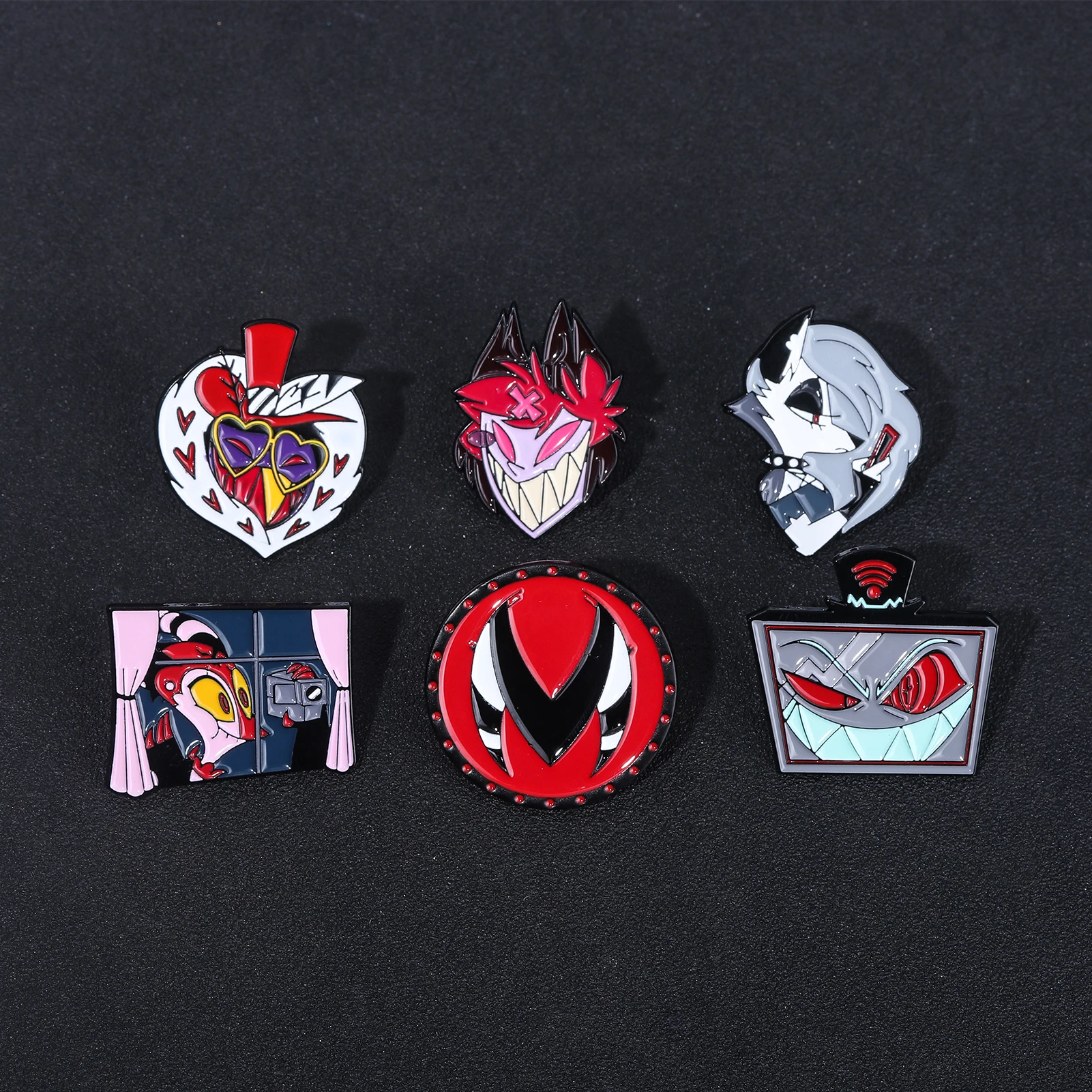 Alfileres esmaltados de Anime de fantasía Hazbin Hotel, insignia de figura de inspiración de película personalizada, broches para mochila, ropa, Pin de solapa, regalo de joyería