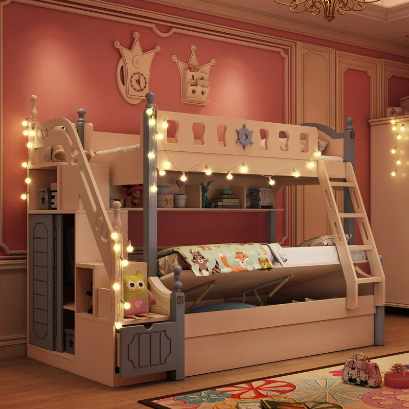 Multifunctional Bunk Bed Wood Children Comferter Human Bed Luxury Queen Frame Camas Moderrnas Inteligentes Home Furniture