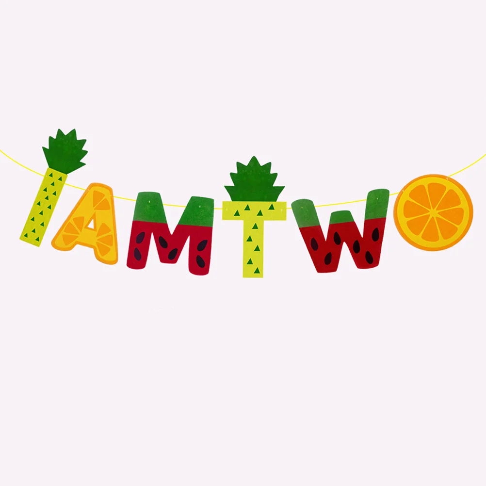 

1pc Fruit Garland Birthday Banner Kids Decoration Supplies Reusable Fruit Shape With Party Time Letters For Birthday Party