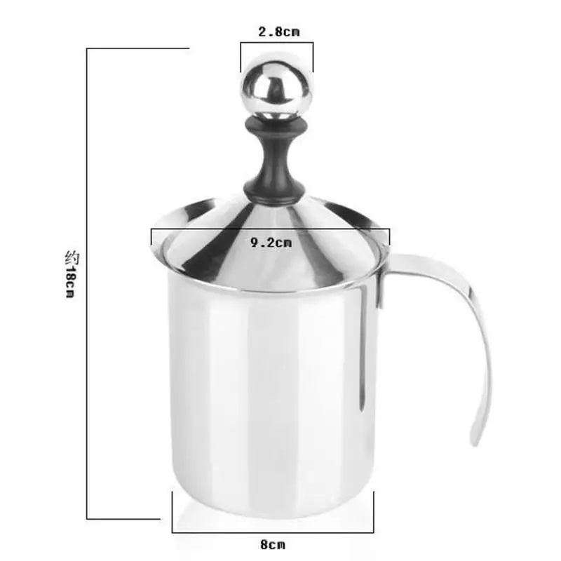 400ml/800ml RVS Dubbele Mesh Handmatige Melkopschuimer Koffieopschuimer Creamer Schuim Pull Flower Mugs