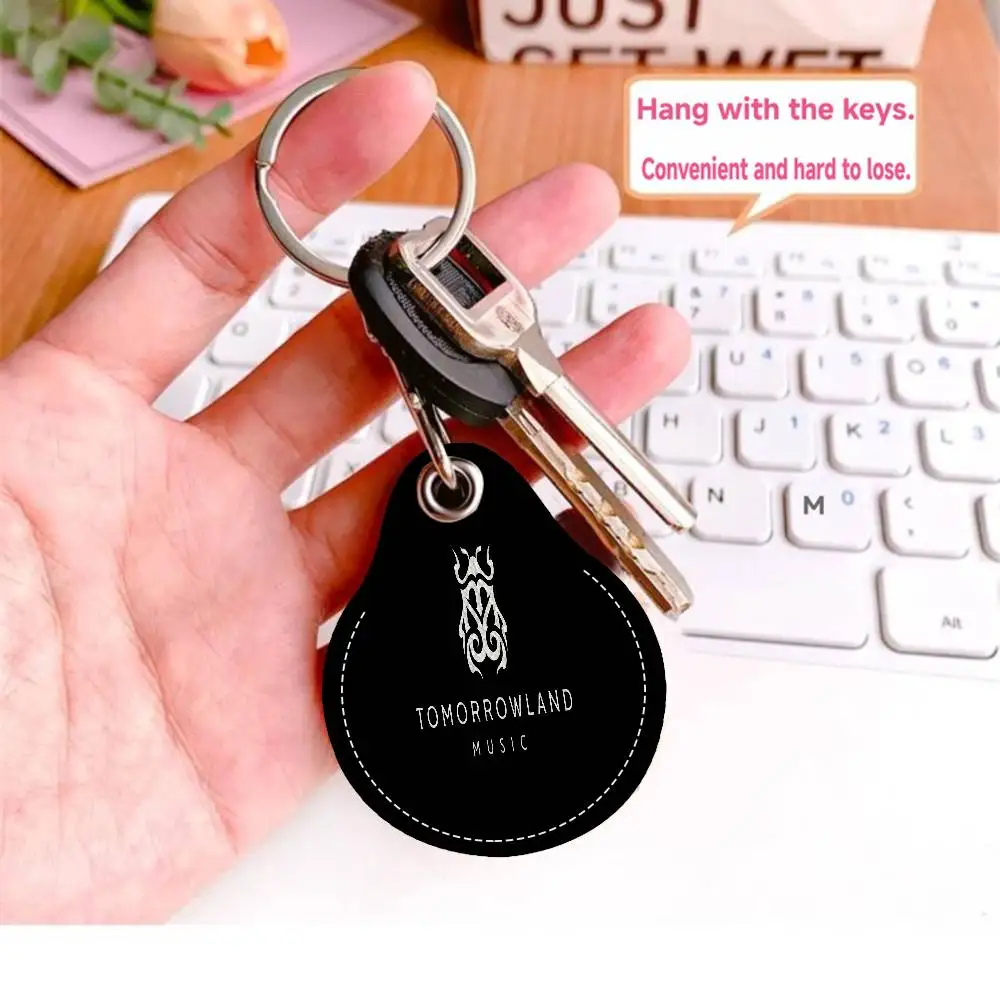 Tomorrowland Music Logo المرأة البسيطة بو الجلود حالة المفاتيح الوصول حافظة للبطاقات مفتاح العلامة حلقة شارة صغيرة حلقة رئيسية قفل الباب العلامات