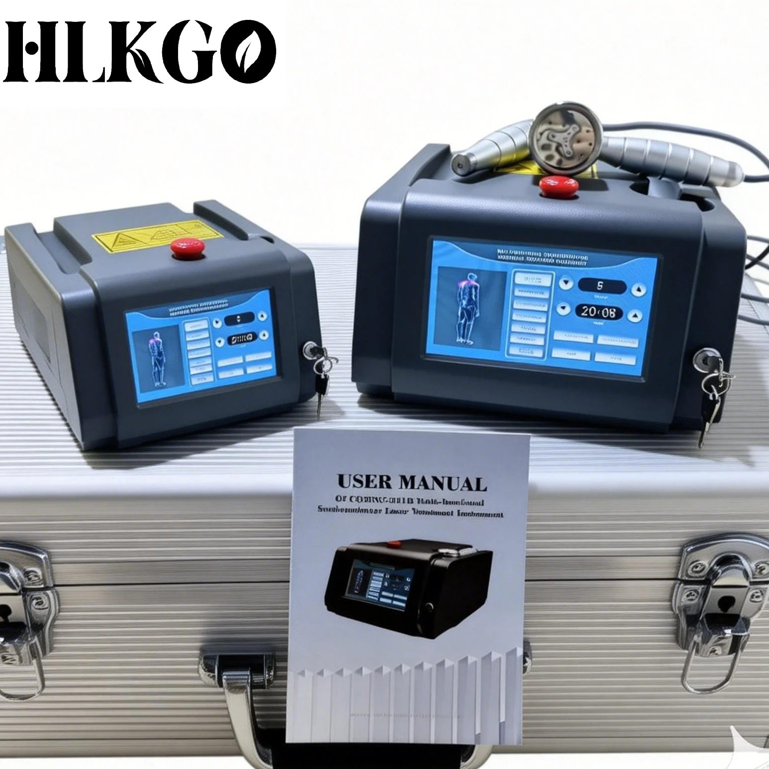 

Лазерный аппарат HLKGO Medic с двойной длиной волны для облегчения боли - 650 нм и 808 нм, холодный лазер для терапии воспалений, мышечной и суставной боли.