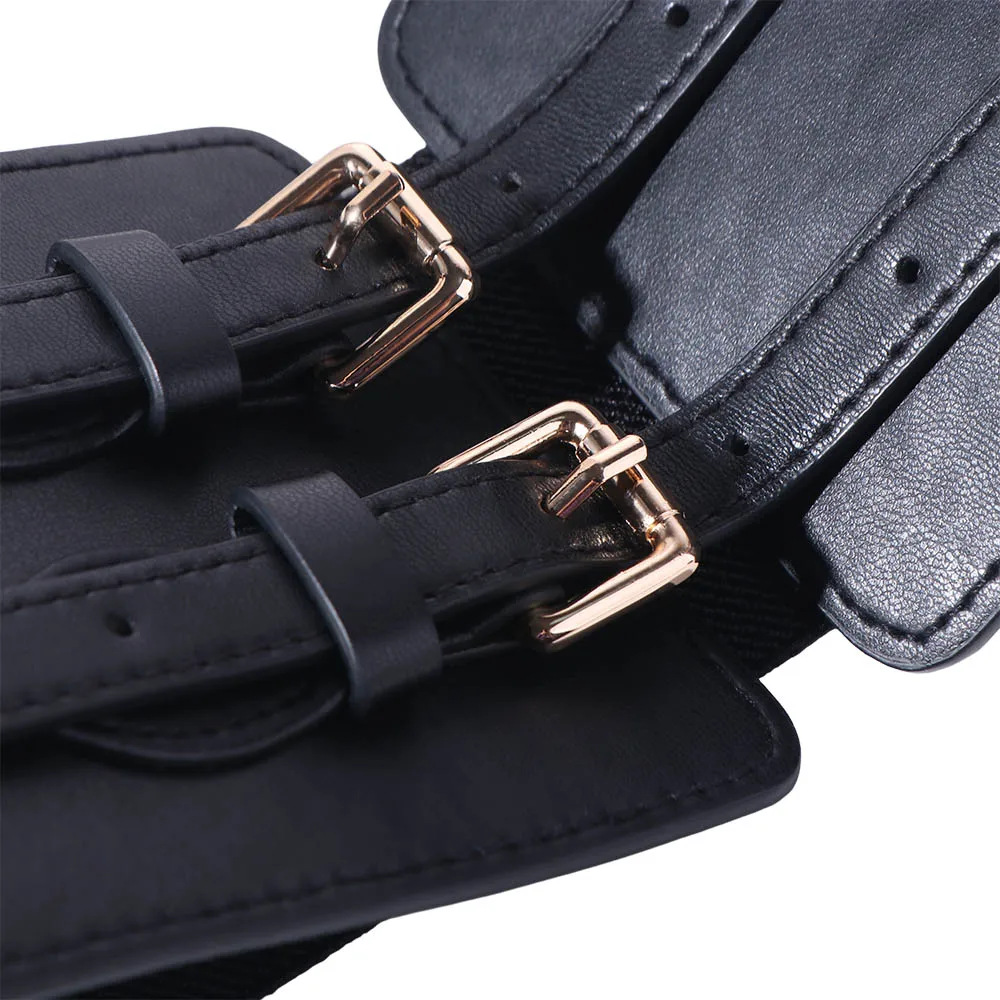 Fascia da smoking in PU regolabile alla moda Cintura con corsetto in pelle tinta unita Cintura dimagrante Corsetto a vita larga da donna