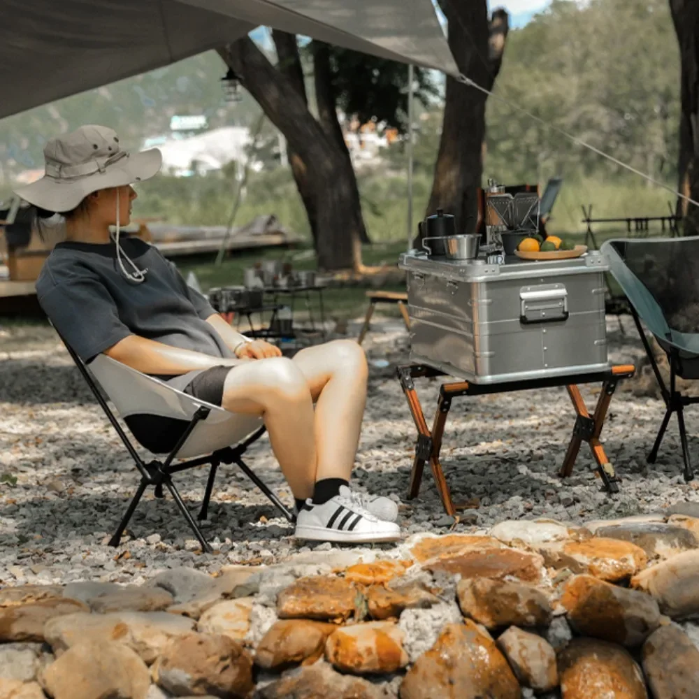 Beach Picnic Moon Chair Foldable Camping Chairs Travel Folding Chairs Travel Folding Chair Ultralight Folding Outdoor Chair image 4