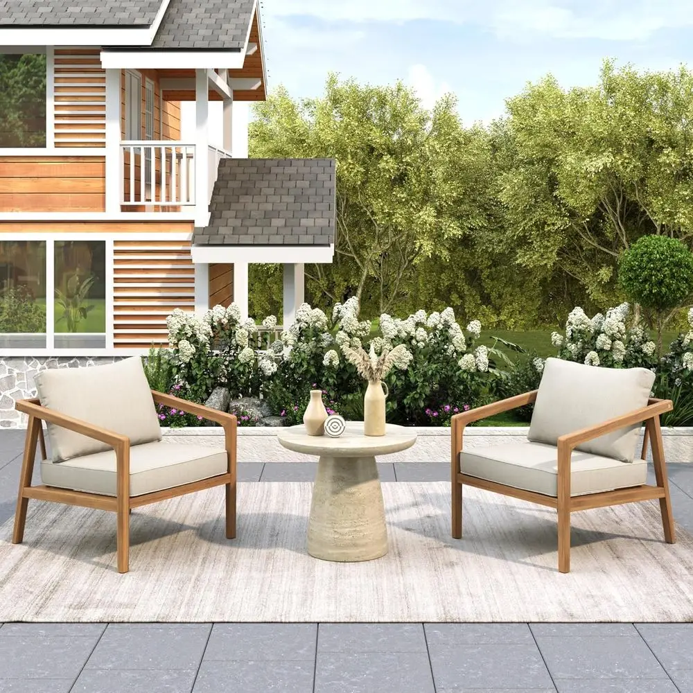 

Комплект из 2 кресел Leland Patio Furniture из акации, уличные кресла-шезлонги, кресла для отдыха/декоративные кресла, со съемными подушками