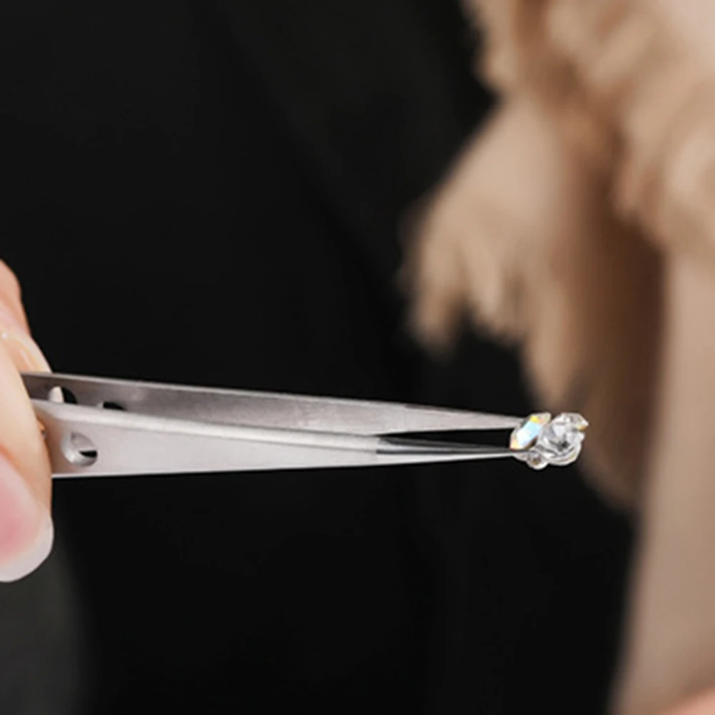 

2 PCS Eyebrow Tool Tweezers Straight Tip Nail Anti-static Curved Manicure Tools Ergonomic Design Good for