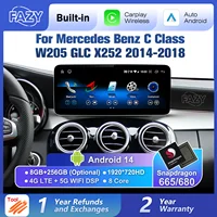 Qualcomm 680 Android 14 pantalla táctil inalámbrica CarPlay para Mercedes Benz Clase C W205 GLC X253 2014-2018 navegación de Radio de coche GPS