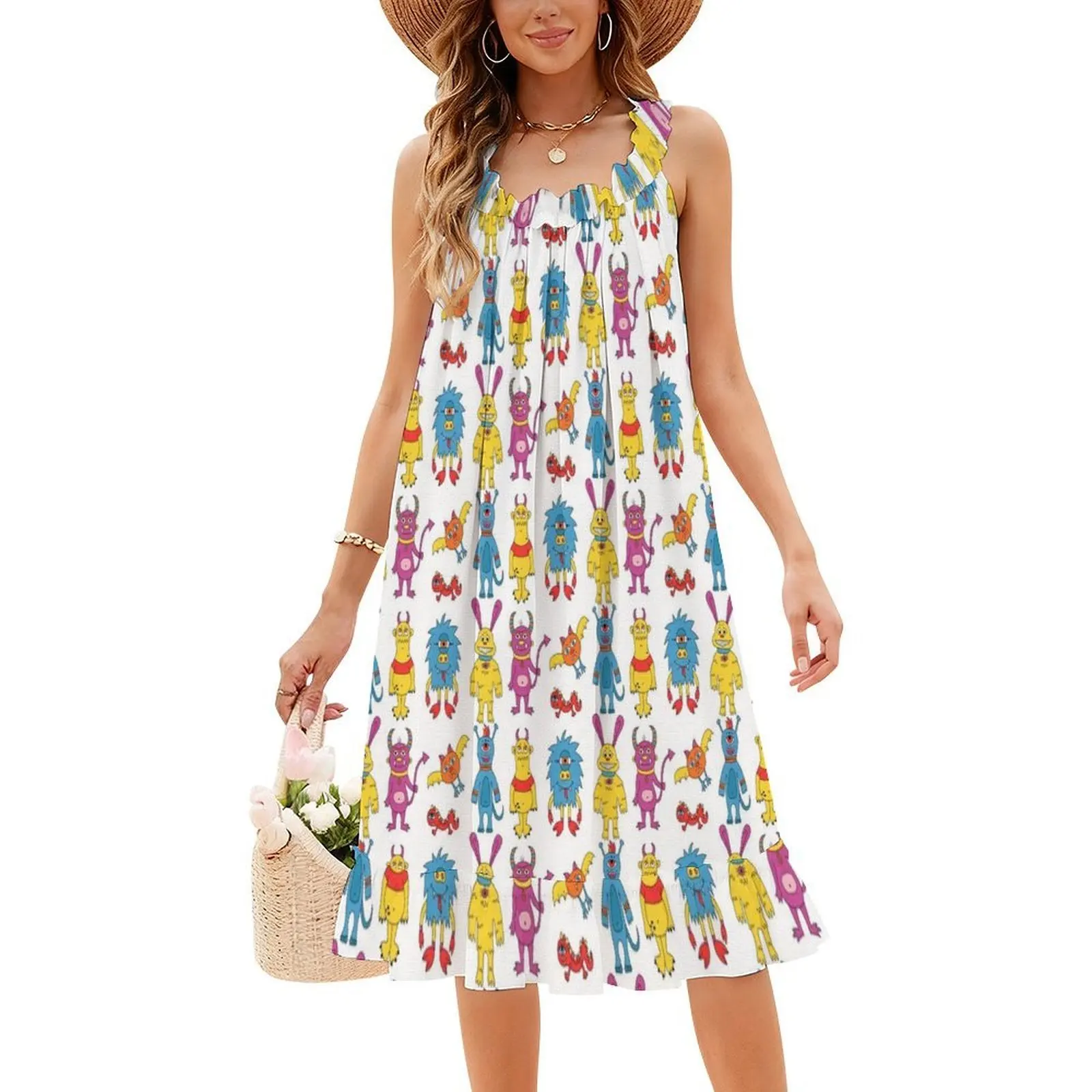 فستان حفلات نسائي من Monsters ملابس نادي مطبوعة عصرية لخلفية الحيوانات وحفلة كرتونية غريبة