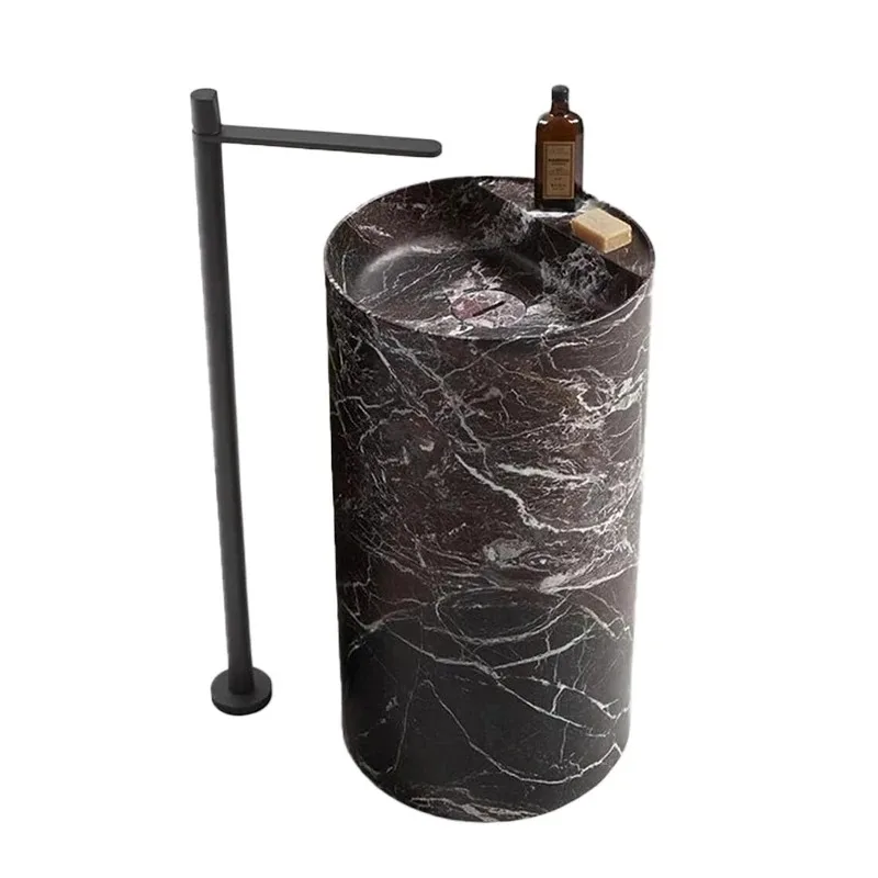 

Modern Design Freestanding Purple Marble Hand Wash Basin Natural Stone Bathroom Vanity with Stand Handmade Floor Sink