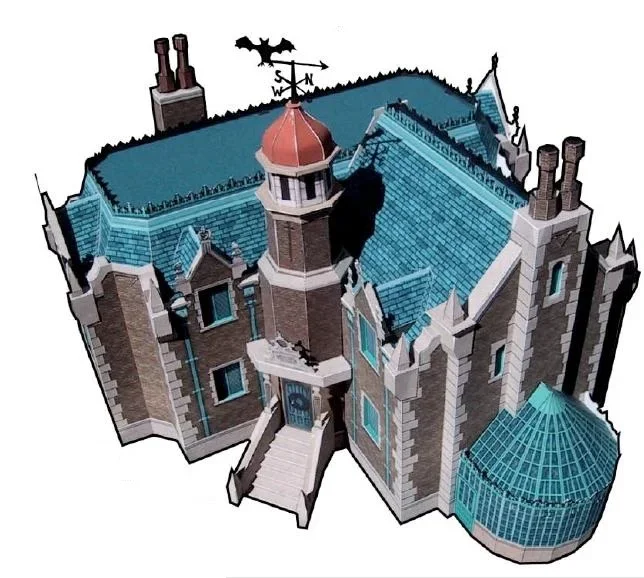 Halloween Haunted House Skoolhouse Building 3D Paper Model DIY Handmade Papercraft Toy