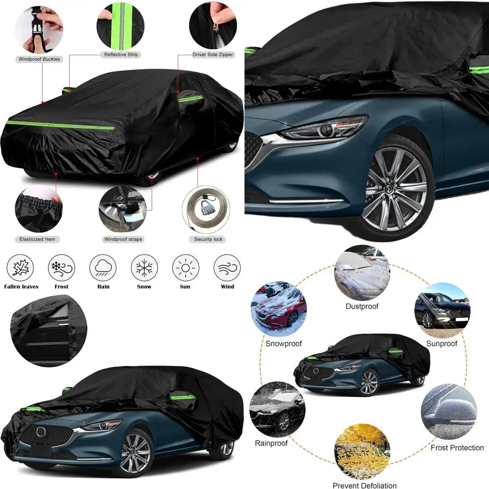 

Custom-Fit 6-Layer Waterproof Car Cover for 2002-2024 Models with Zippered Access & Windproof Bands