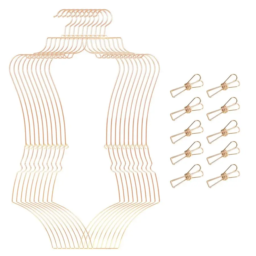 Body Shape Bikini Hanger Wire Display Set of Ten Metal Lingerie Hangers for Swimsuits and Bathing Suits Hangers Showcase and Org