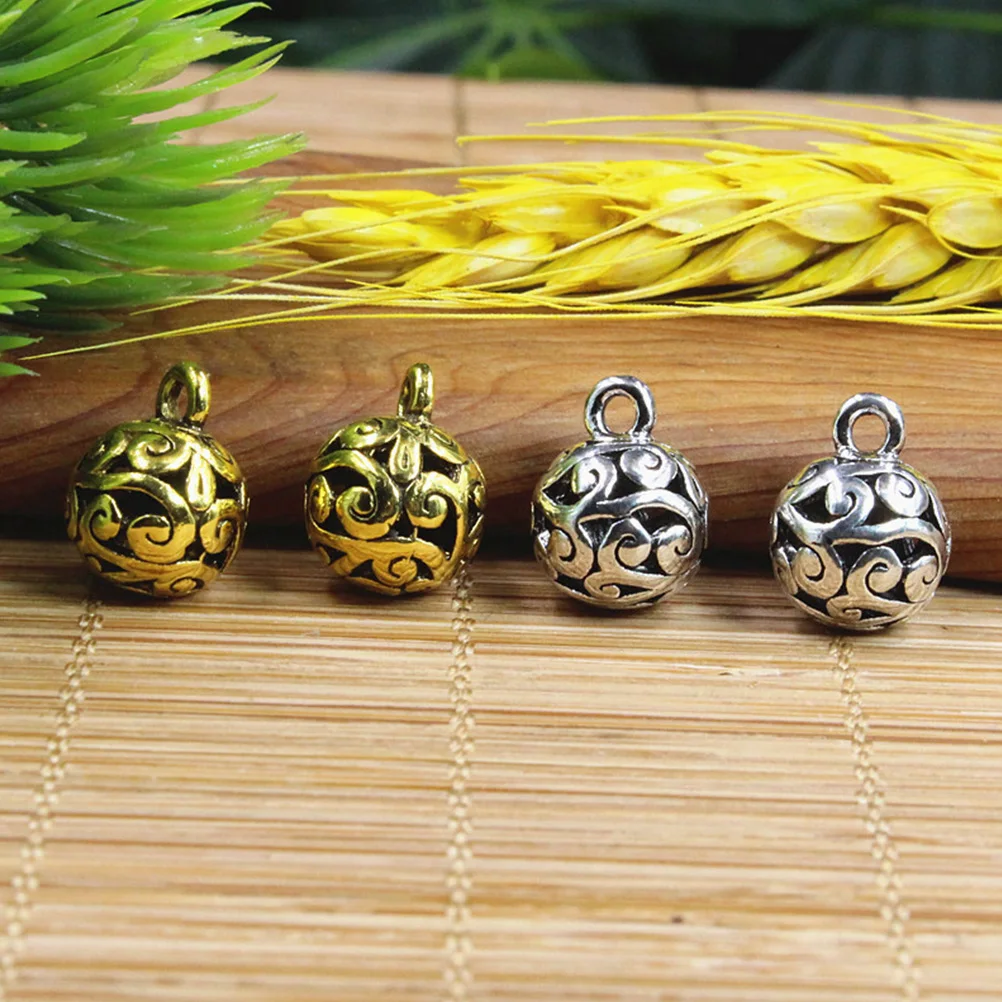 

20 Pcs Hollow Flower Ball Pendant Alloy Decorative Charms Jewelry Making Craft Accessories Home Garden
