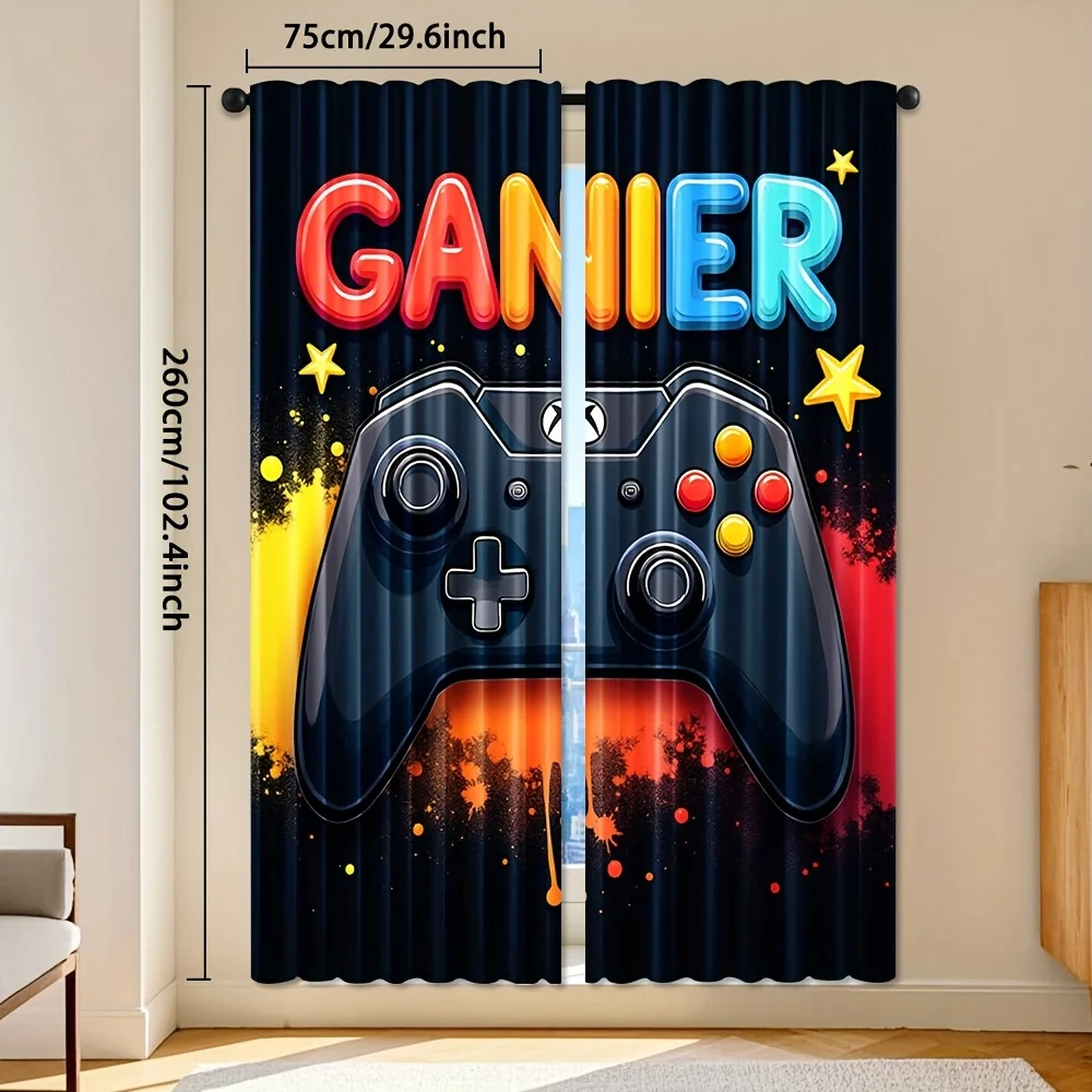 Game controller pattern Print Drapes Room Darkening Window Curtains for Home Decor,Rod Pocket Blackout Curtains Bedroom