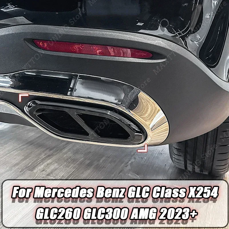 For Mercedes Benz GLC Class X254 GLC260 GLC300 AMG 2023+ Car Tailpipe Throat Frame Outlet Muffler Bumper Exhaust Pipe Trim Cover