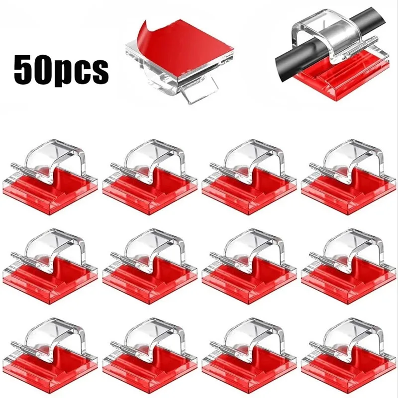10/20/50PCS Cable Organizer Clips Cable Management Wire Manager Cord Holder Self-adhesive Line Bobbin Winder Wall Mounted Hook