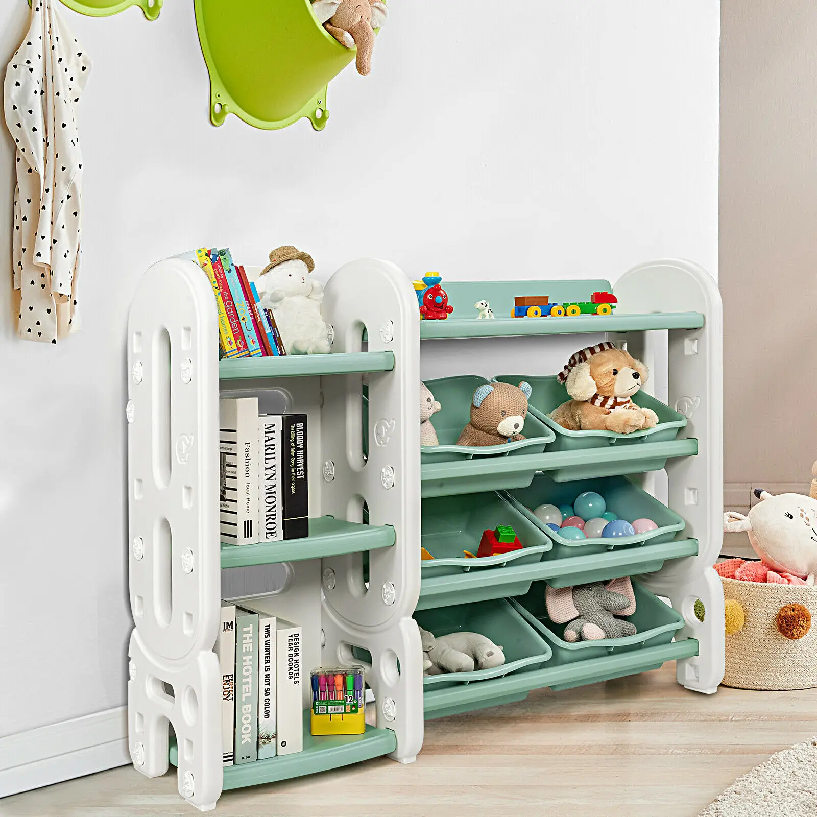 Kids Toy Organizer W/Bins & Multi-layer Plank Voor Slaapkamer Speelkamer TY327808