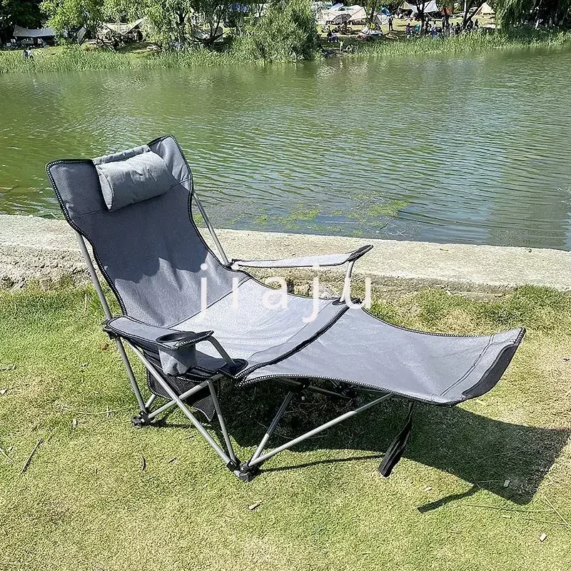 Niceway Foldable Picnic Camping Portable Fishing Chairs Beach Chairs Outdoor Garden Park Single Lazy Chair Backrest Cushion