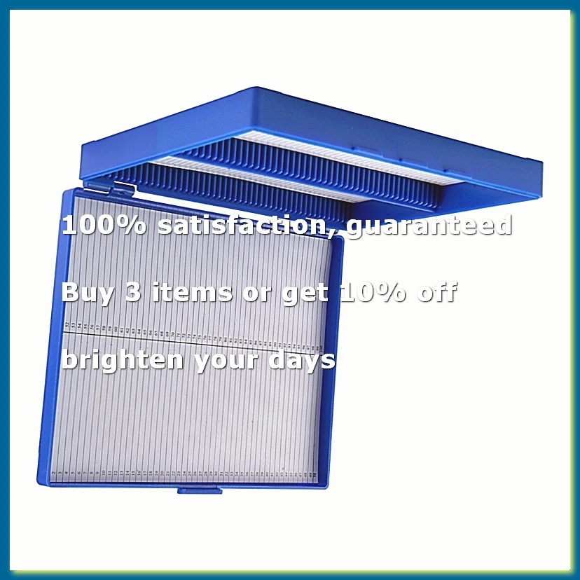 Royal Blue Plastic Rectangle Hold 100 Microslide Slide Microscope BoxA09G