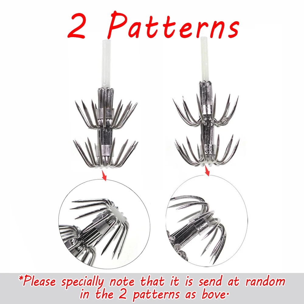 10pcs Octopus / Squid Jig DIY Hook 2.5# 3.0# 3.5# Squid Lure DIY Hooks Fishing Accessory
