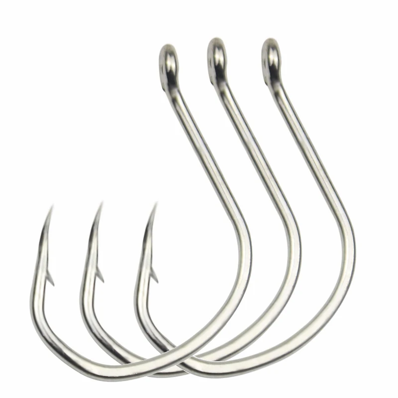 50PCS Fishing Hook Slow Jigging Eyed head Bright Tin Jighead Fishhook Rustproof Pike Tuna Bass Sea Fishing Accessory Goods Pesca