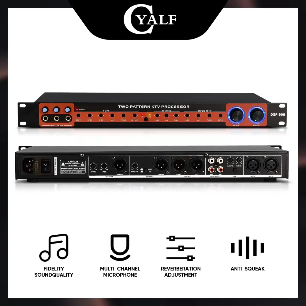 

CYALF Professional Pre-stage Effects,5 Channel Mic Input, With Reverb,Delay Effect, For Karaoke Sound Effects System.