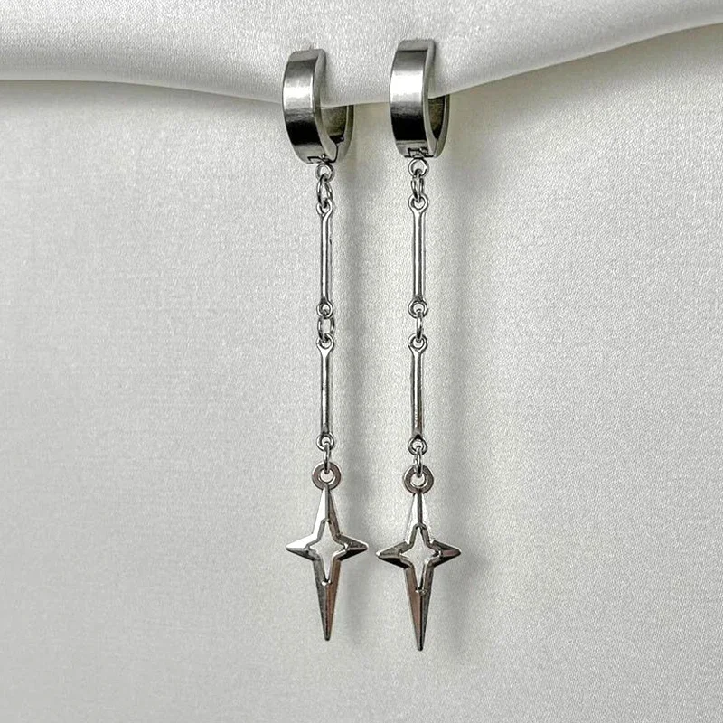 Gothic Jewelry Cross Star Drop Earrings Punk Charms Stitching Rivet Earrings for Women Korean Fashion Accessories