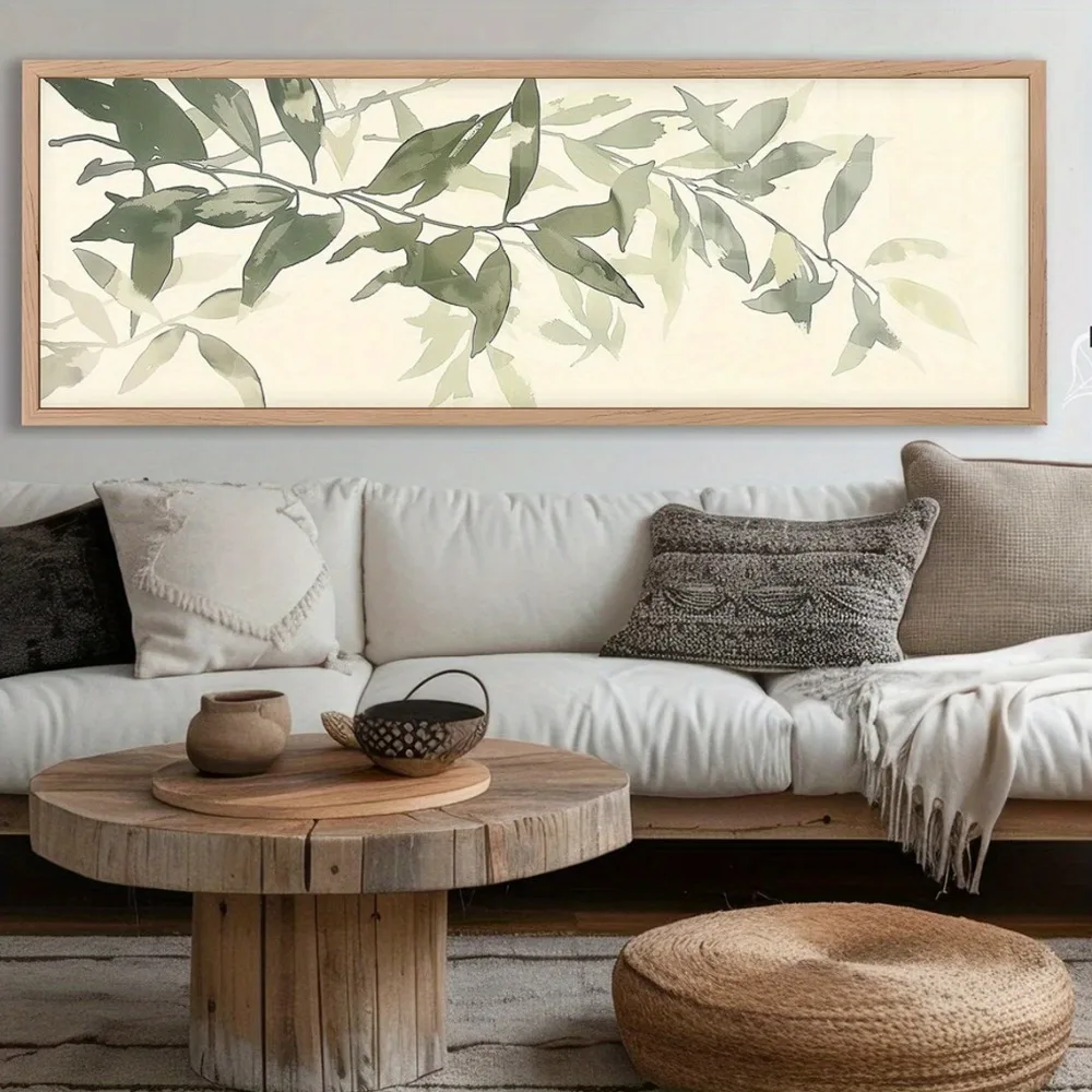 

A Frameless Large-scale Green Plant Frame Art Canvas Painting,Modern Mural Decoration,for Living Room, Bedroom Wall Art Decor