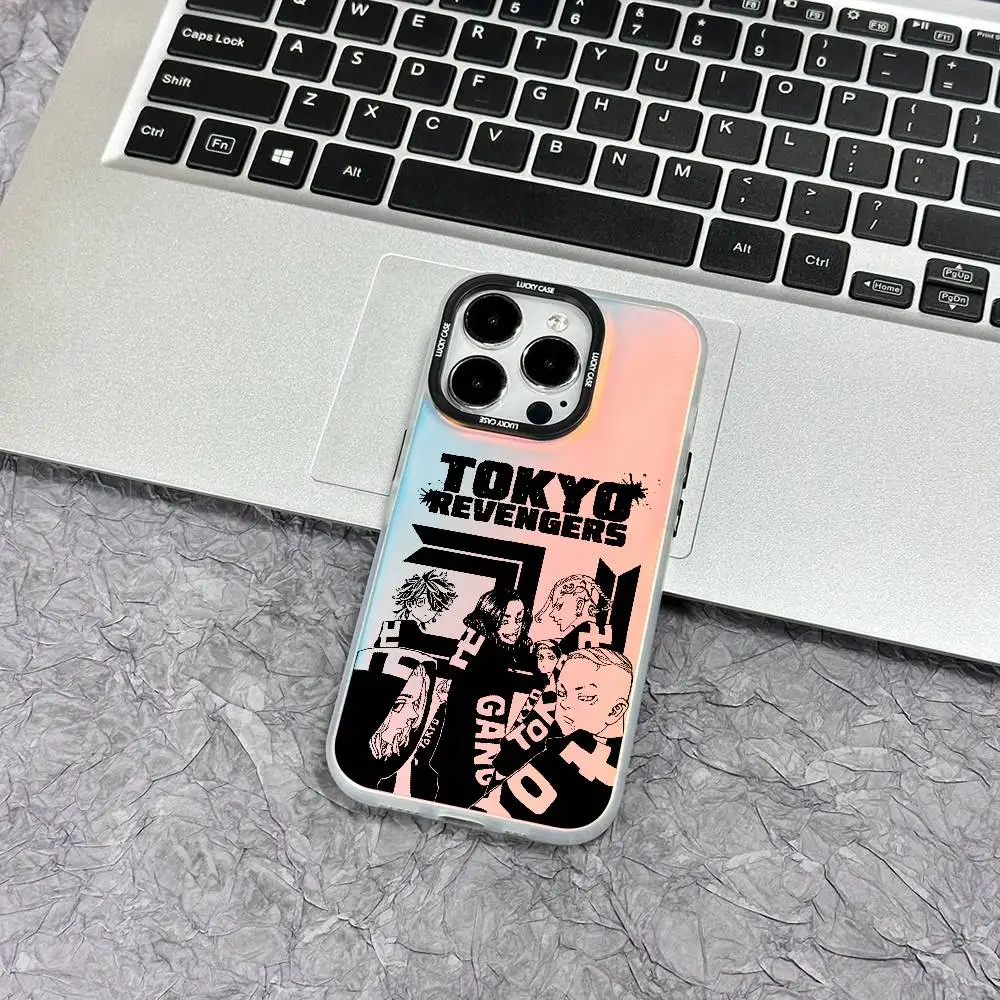 Coque de téléphone dessin animé t-tokyo vengeance-s, 1 pièce, Laser IMD couleur argent, coque pour IPhone 17 16 15 14 13 12 11 Air Pro Max Plus