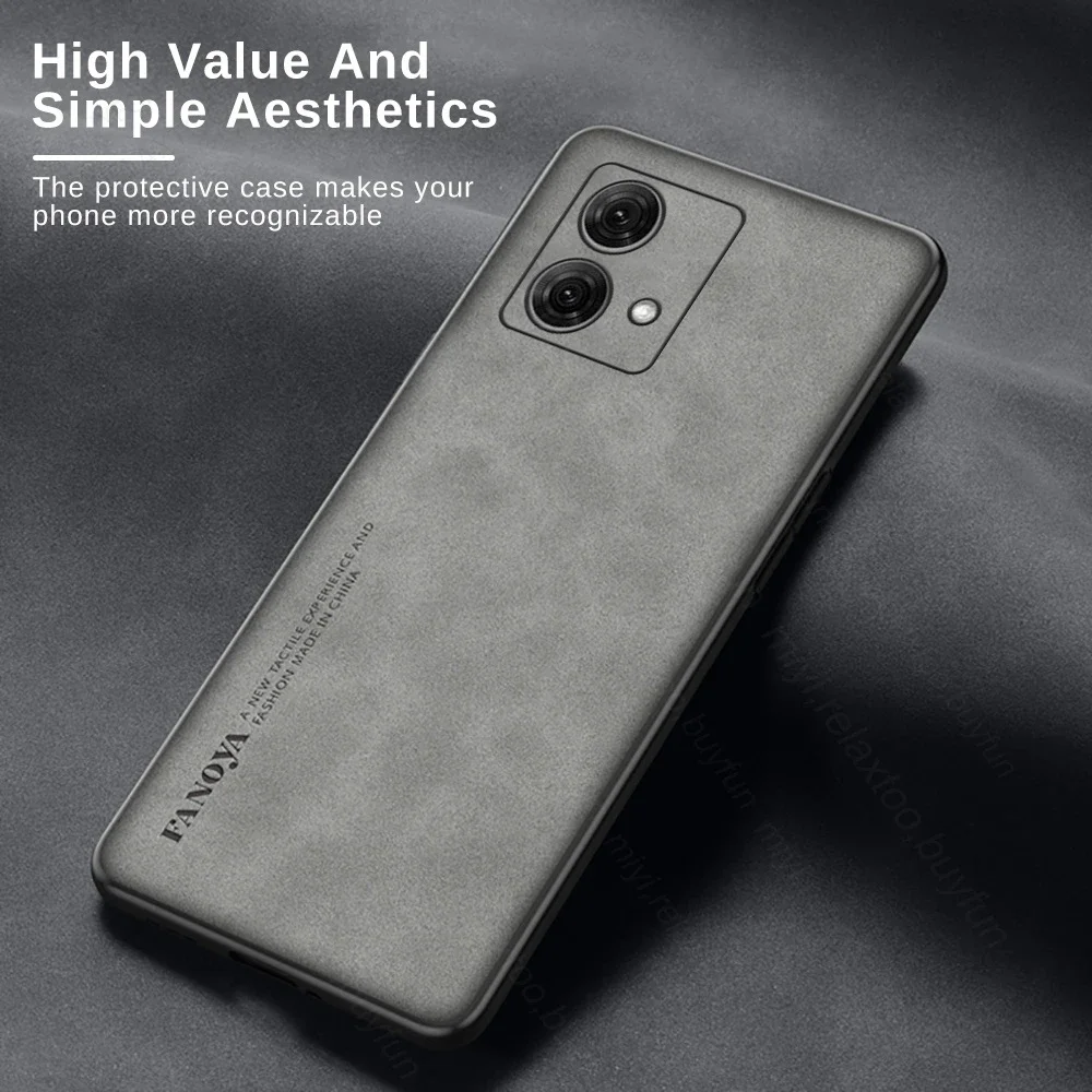 Lambskin Texture Leather Lens Full Protect Cover For Motorola Moto G84 5G G54 G34 G24 G14 Edge 30 40 NEO 4G 5G