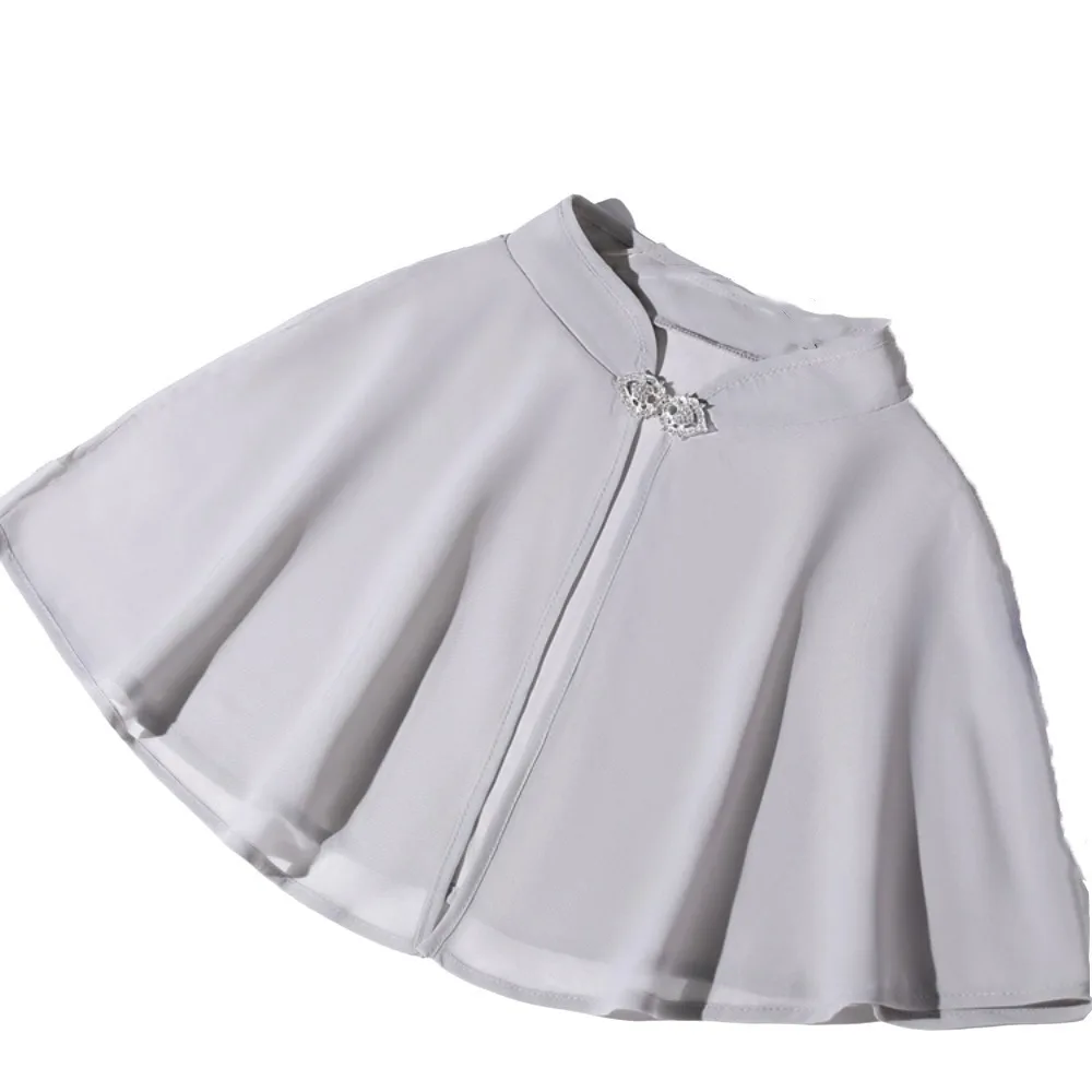 

Chiffon Bride Wedding Dress Shawl Transparent Rhinestone Buckle Evening Dresses Scarves Wrap Solid Color Cheongsam Cape Cosplay