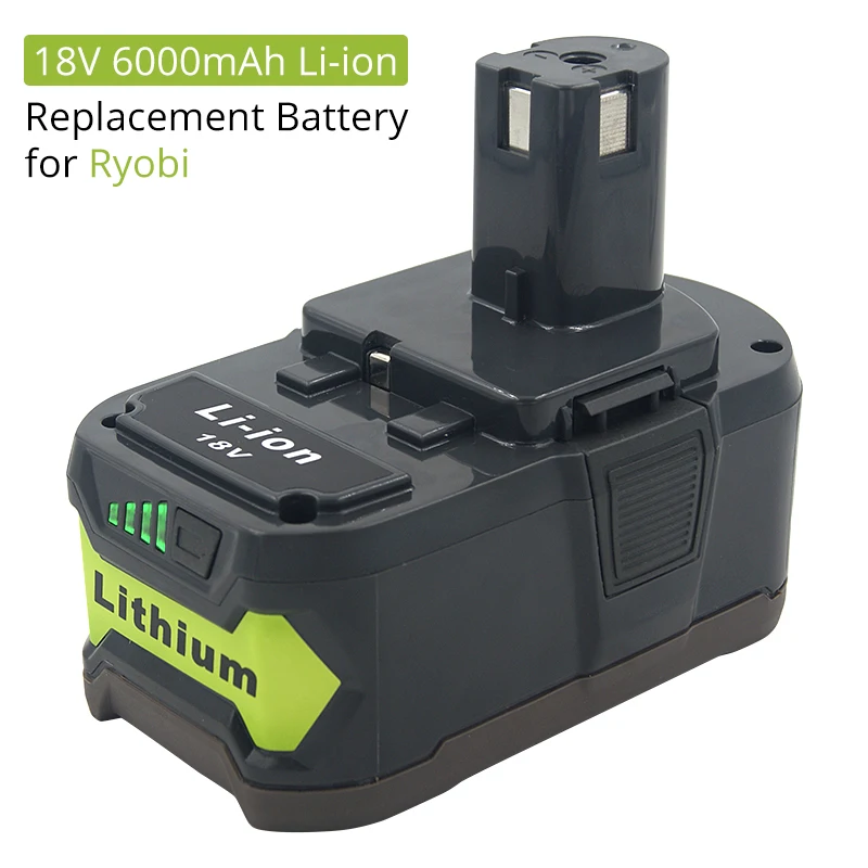 18V 6000mAh Li-ion Rechargeable Battery for Ryobi ONE+ Cordless Power Tool BPL1820 P108 P109 P106 P105 P104 P103 RB18L50 RB18L40