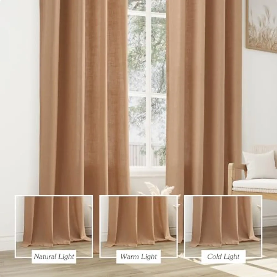 الجمل الكتان الستائر 84 بوصة طول 2 لوحات لغرفة المعيشة غرفة نوم ضوء تصفية شير الستائر 84 بوصة مزرعة حديثة #4