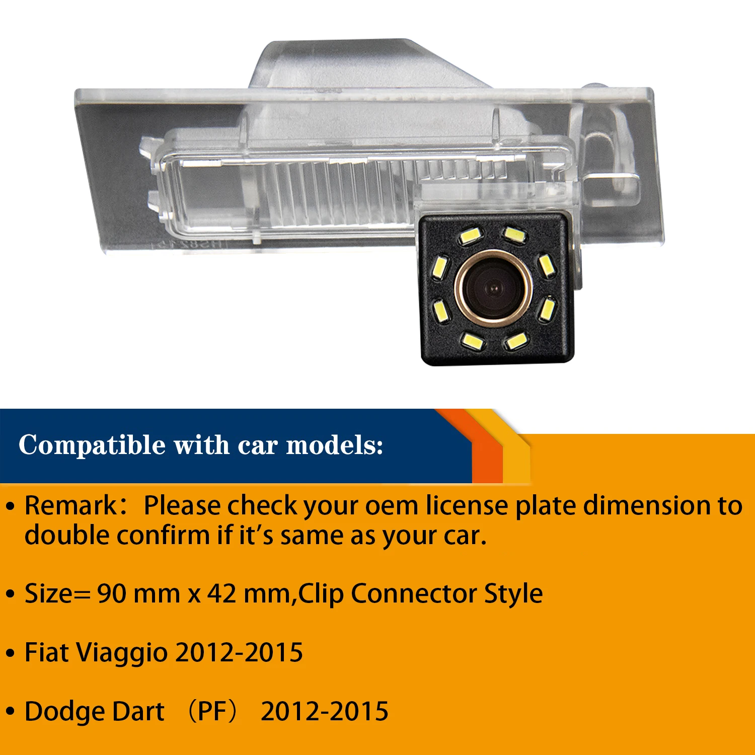 HD Rear View Parking Camera for Fiat Viaggio Dodge Dart (PF),Reversing backup Waterproof Camera License Plate Light Camera