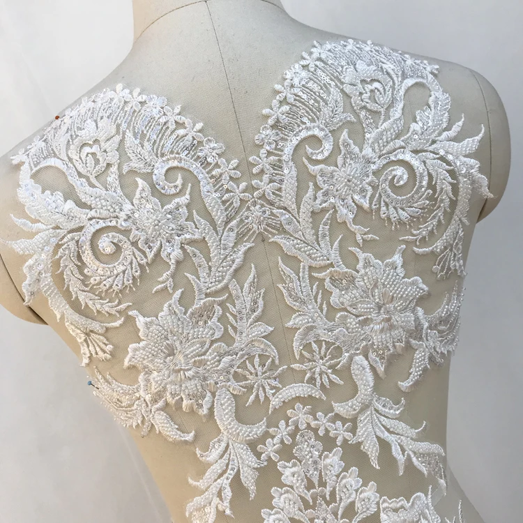 Beading Embroidery Lace Patch, Can Be Used for Wedding Dress Decoration, DIY Clothing Accessories, 31x64cm, RS1762, New Fashion