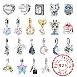 925 Sterling Silver Penguin Owl Bible Plant Series Charms Beads Fit Original  Bracelets Making Gift Of Fine Jewelry