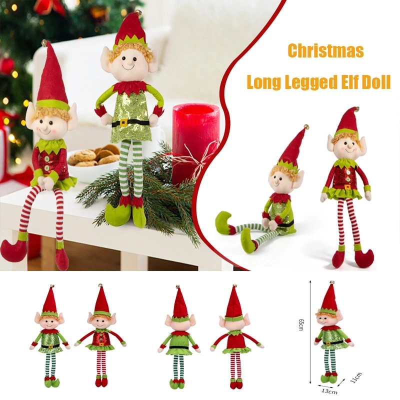 

New 65CM Long Legged Elf Doll Christmas Ornament Xmas Tree Pendants Window Decoration Christmas Party 2024 New Years Gifts