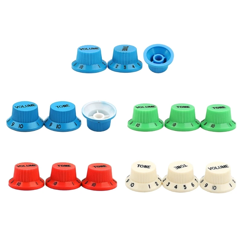 3pcs Electric Guitar Top Hat Knobs Volumes Tone Control Knobs Plastic Electronic Control Knobs Clear Bells Knobs