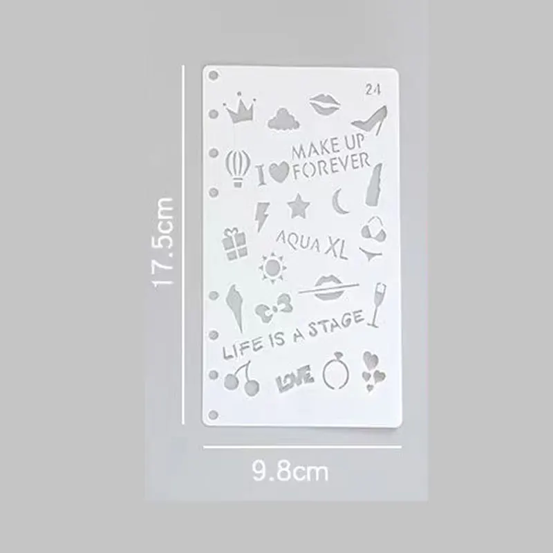 A6 PVC Cute Cartoon Hollow Out Copy Hand Account Painting Template DIY Diary Scrapbook Album Creation Shape Graphics Template