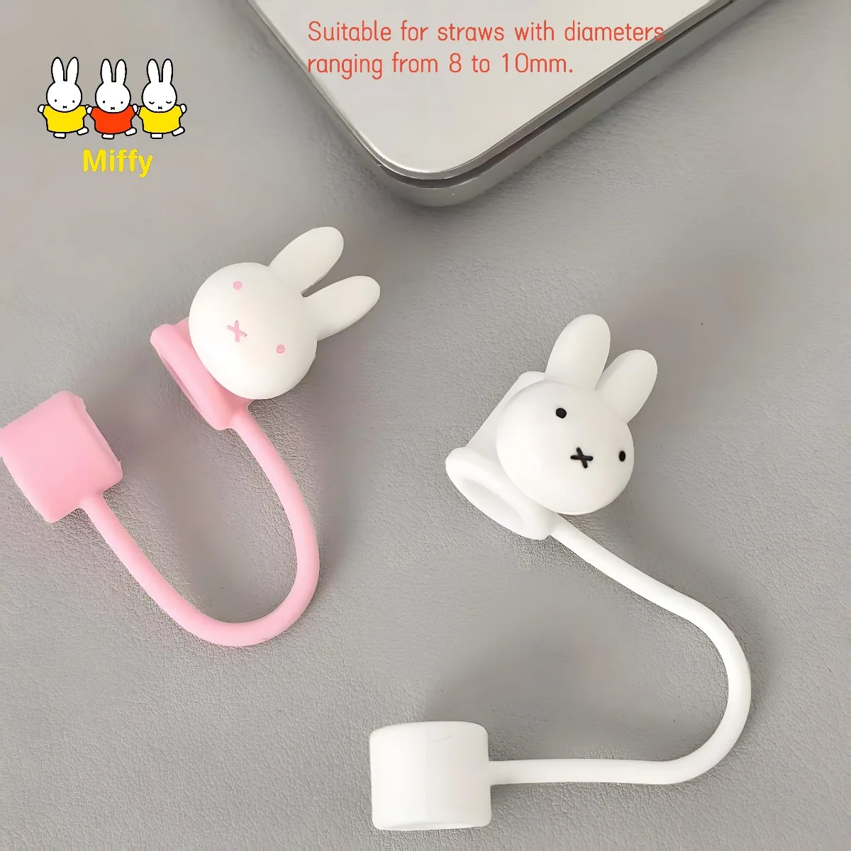 Gorro de paja de conejo Kawaii Miffy, a prueba de polvo, paja de 10mm, funda protectora Universal de dibujos animados, accesorio decorativo a prueba de polvo