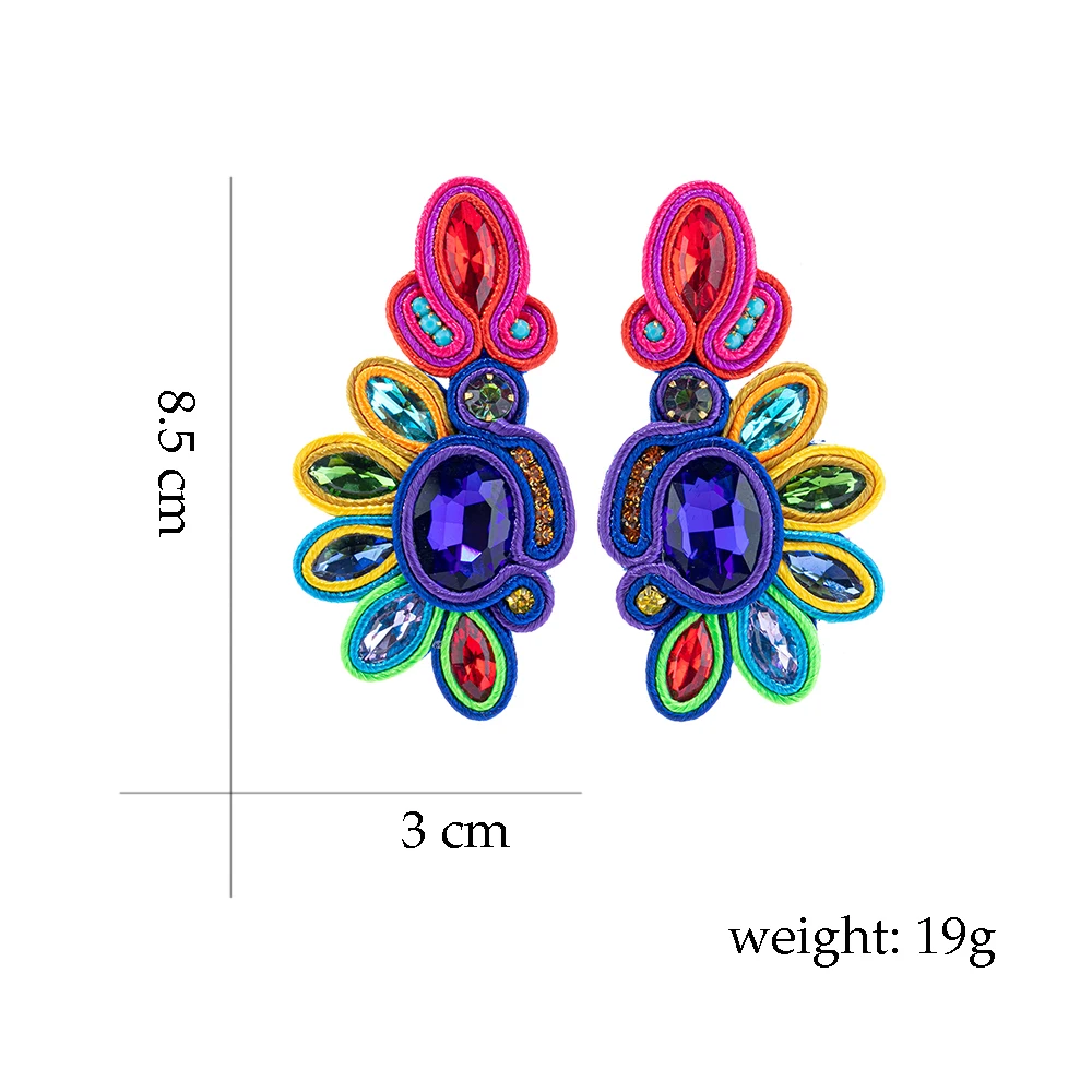 Fashion Soutache earrings for women Handmade Sutasz jewelry Colourful Large Pendant earring Ethnic Bohemia accseeories New trend