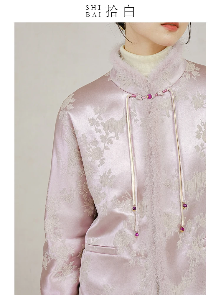 

ibai New Chinese Sle Thiened Silk Rabbit Bearer Flower Branch Winter Cotton Jaet National Sle High End True Silk