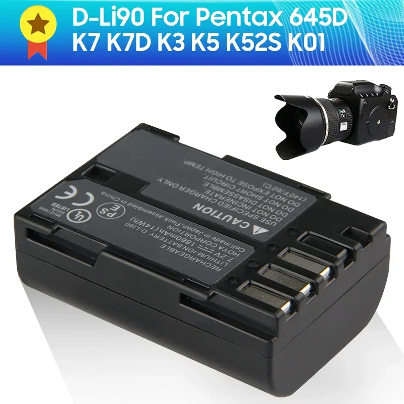 New Replacement Battery D-Li90 For Pentax 645D K7 K7D K3 K5 K52S K01 High Quality Batteries 1860mAh 7.2V 14Wh