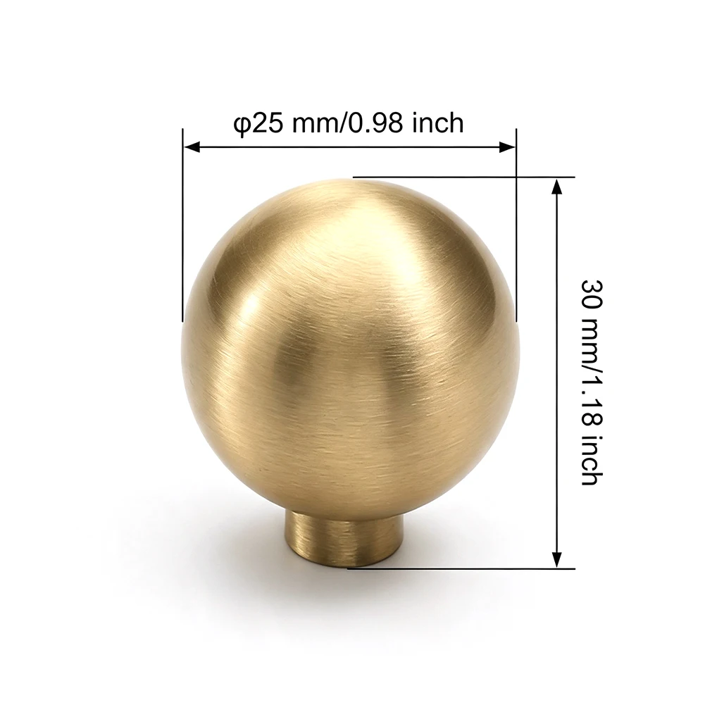Solid Brass Round Cabinet Knobs for Kitchen Cupboards Wardrobes and Bathroom Vanities with Brushed Brass  Solid