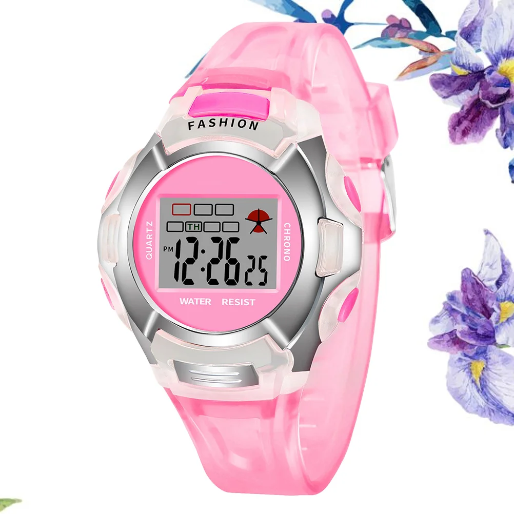 ساعة يد رياضية رقمية مقاومة للماء باللون الوردي مع شاشة عرض تاريخ الأسبوع وإضاءة LED للأنشطة الخارجية #5