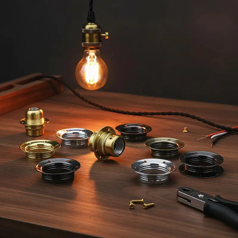 E27 E26 Screw Type Pendant Light Socket Adapter Vintage Industrial DIY Lamp Base for Home Renovation Use
