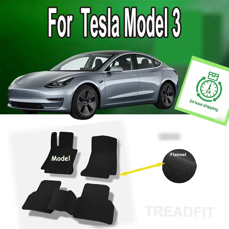 

Nylon Suede Car Floor Mat For Tesla Model 3 2018~2022 Foot Pads Auto Accessories