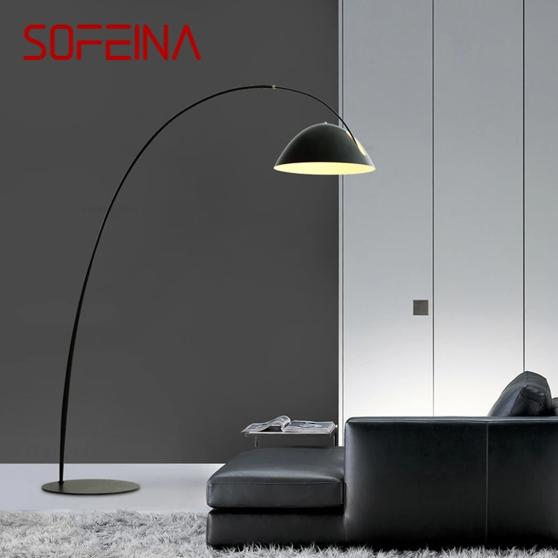 

SOFEINA Nordic Black Fishing Floor Lamp Modern Family Living Room Beside The Sofa Creative LED Decorative Standing Light